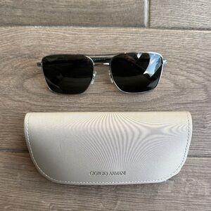 Giorgio Armani Silver Frame Sunglasses with Black Lenses
